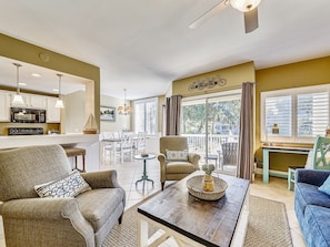 Living Room, Dining Area and Kitchen at 608 Barrington Park