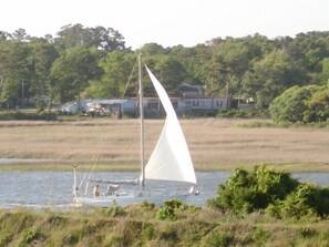 Watch the boats go by on the ICW from our back decks (taken from MBR)