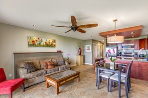 living area with pull out couch