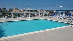 Rooftop pool with a view of the Ocean