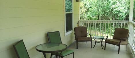 Comfy our door furniture on front patio