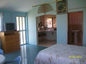 View of room,  kitchen and bathroom