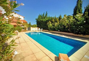9 m x 4 m POOL. With steps at Roman end. 2m deep - deep end 1m deep shallow end