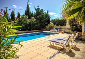 Showing two sets of Sunloungers, to follow the sun