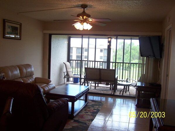 Living room looking out on the lanai