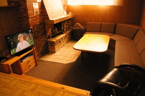 Fireplace and TV room