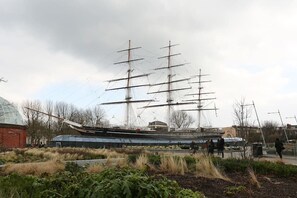 The Cutty Sark ship is right outside the apartment window