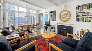 Living room with dining area beyond