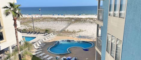 View of pool area from 303's balcony