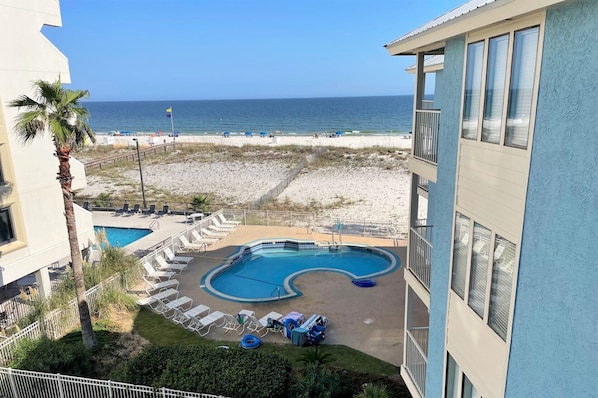 View of pool area from 303's balcony