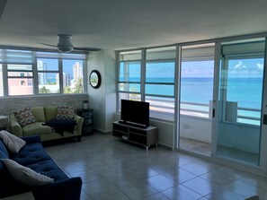 Panoramic ocean views from inside the condo 