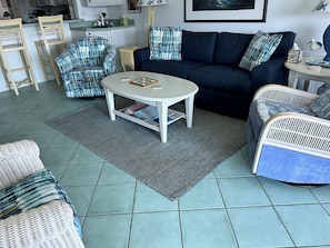 Enjoy a quick bite at the island. Put your feet up after a fun day at the beach!