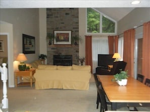Open floor plan, living and dining area