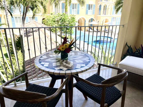 Relax on your shaded balcony with all new furniture