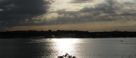 View from the balcony at dusk.