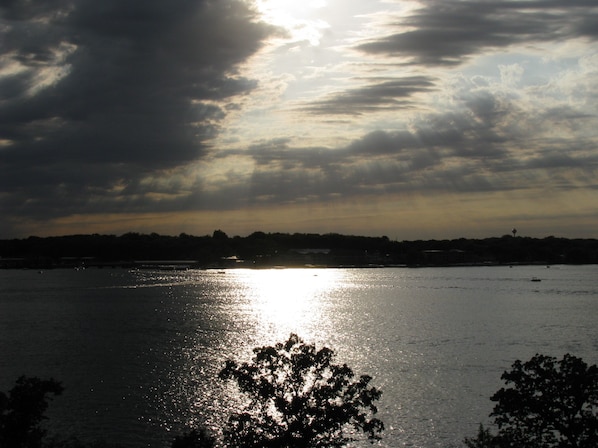 View from the balcony at dusk.