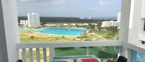 View of Large Swimming Pool from the lower terrace