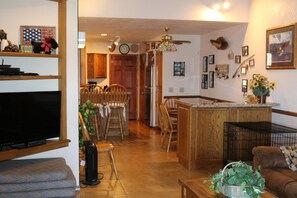 looking from the living room to the kitchen