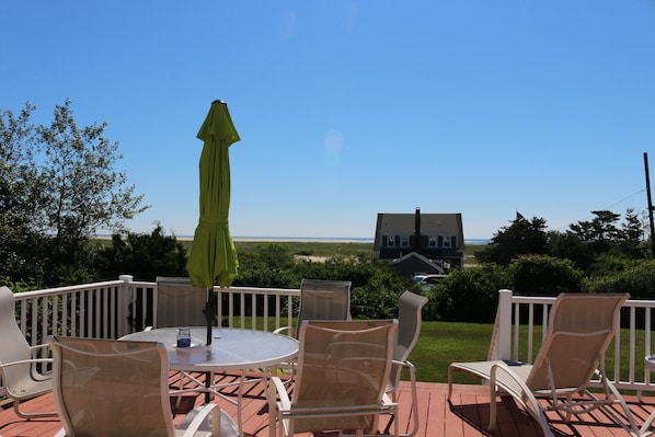 The deck. The view of the Atlantic. The ocean breezes. The boats passing by...