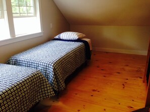 Twin beds in loft.
