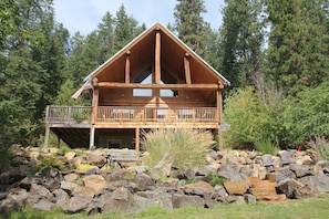 cabin and rock staircase