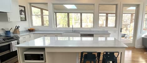 Newly remodeled kitchen with island seating