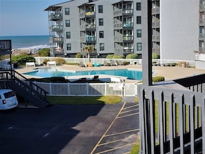 Great views of the pool and ocean from oceanside deck. 