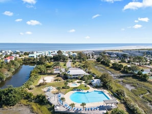 aerial view of beach club....yours to enjoy as our guests!