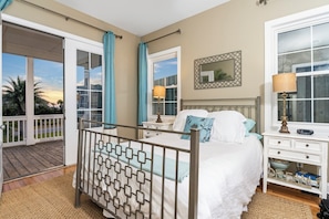 Downstairs queen BR with private deck