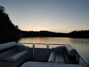 Boating in the cove at dusk