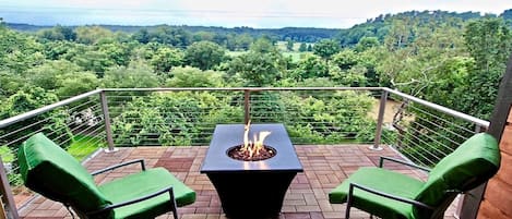 Top floor deck with views of the Biltmore estate and the French broad river 