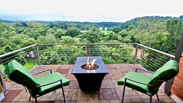 Top floor deck with views of the Biltmore estate and the French broad river 