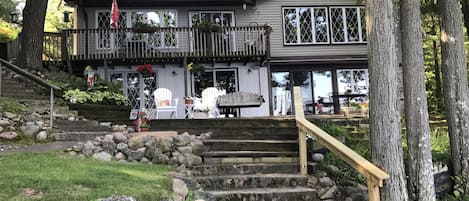 Lake Level Porch with Grill, Seating, and Fire Pit