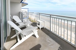 Another view of your double balconies off this sunny southern end unit!