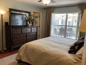 King Bedroom features elegance with walk in closet, 43" TV