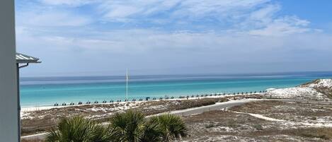 Wide westerly gulf view from wraparound deck. This is the view from the bedswing on the upper deck! Ahhhh!