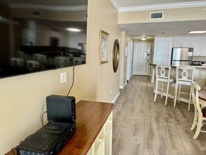 New modern floors with a brand new wall mounted flat screen TV