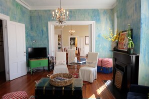 Spacious Living Room with open floor plan into Dining Room