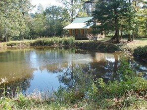 Two bedroom two bath cabin has lots of privacy and charm.