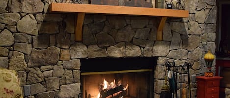 Free firewood and the stone fireplace are just two amenities at this condo.