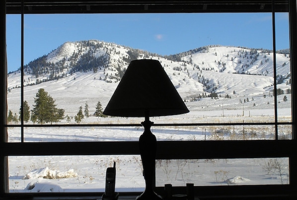 Beehive Mountain in the winter sun, from the lounge.