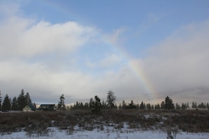 Photo opportunities abound - here is a rare winter rainbow.