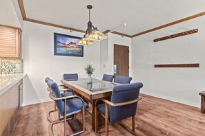 Dining area with pass through to the kitchen on the left