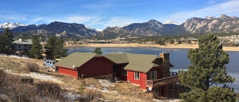 Normal day in Estes (blue cabin in background is #2, also available on VRBO)
