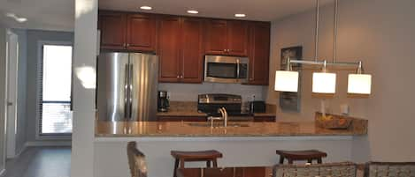 Completely renovated kitchen - stainless steel appliances, fully stocked