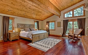 Master suite w/King bed, fireplace, 2 reading chairs, 60" HDTV & slider to porch