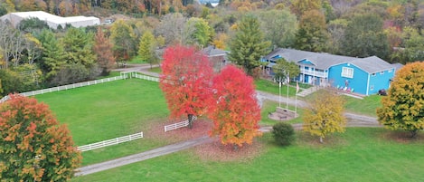 The Blue Lodge at Mountain Lake Ranch includes lots of outdoor activity space.