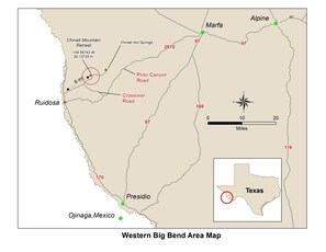 Map of where Chinati Mountain Retreat is located. 