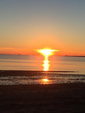 Sunset over the beach.