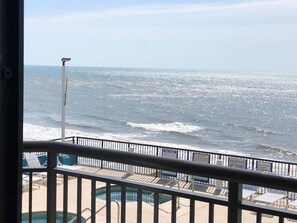 Spectacular view of the ocean and the 7th floor pool deck from the balcony.